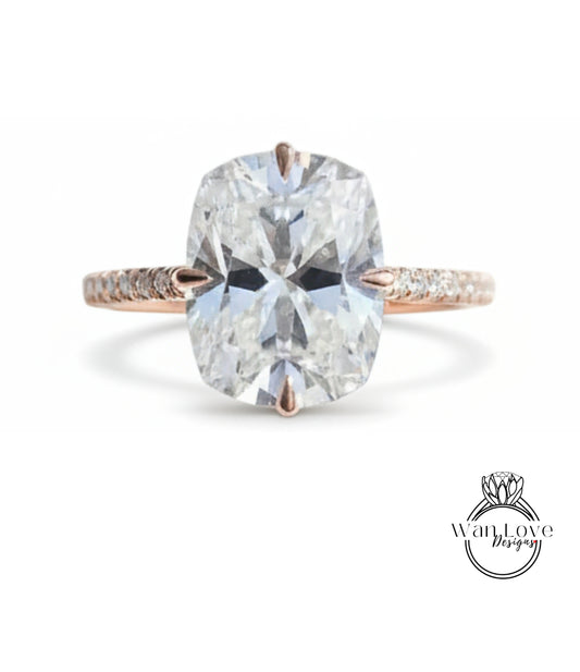 Anello di fidanzamento vintage con diamante a taglio radiante, oro rosa antico, anello con diamante da laboratorio, taglio smeraldo, proposta unica, anello nuziale anniversario in stile art deco