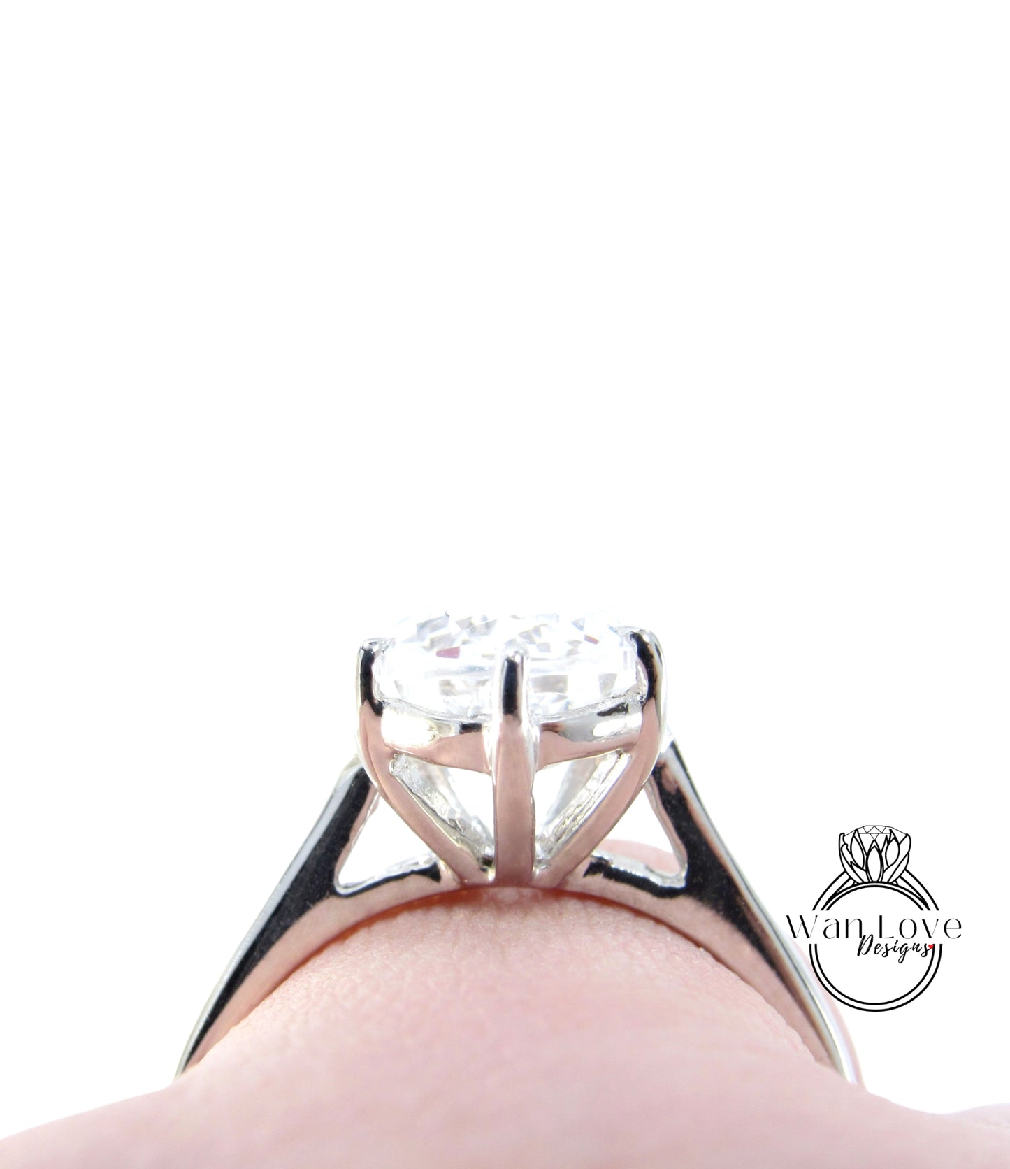 White Sapphire Solitaire Pear Engagement Ring 6 prong Cathedral Solitaire 4ct 12x8mm Wedding Anniversary promise ring gift, Ready to Ship