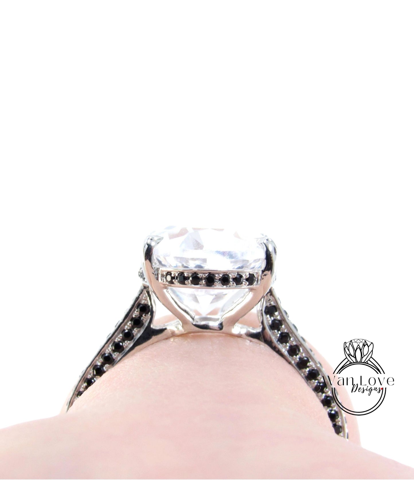 Anello di fidanzamento stile celebrità Anello ovale con rubino nascosto da 9 ct Anello in oro 14k quasi eternità Anello da sposa con diamante nero Promessa Anniversario