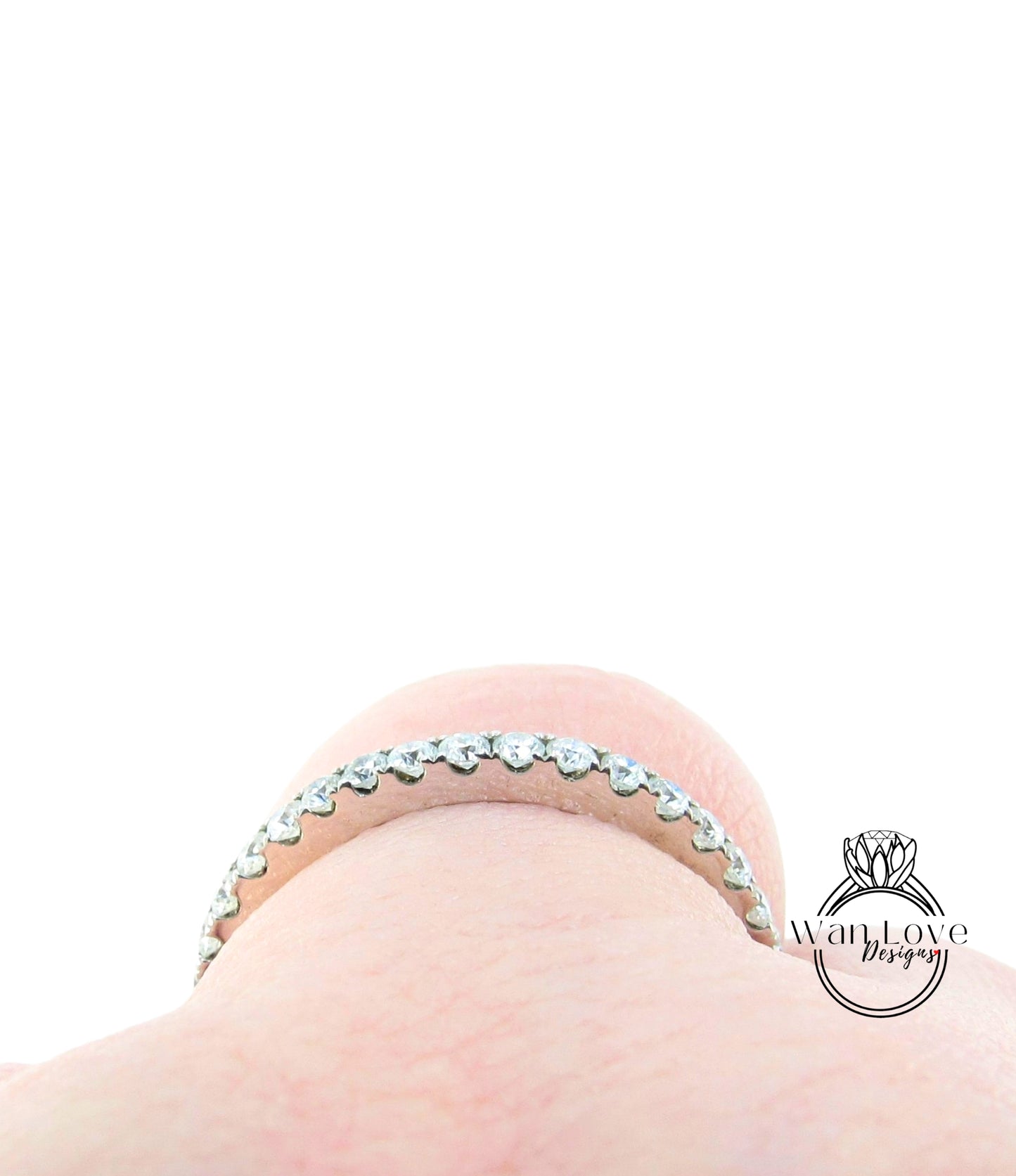 Moissanite Full Eternity Stacking Wedding Band Ring 2mm 1ct moissanite eternity white gold wedding anniversary promise band gift for her