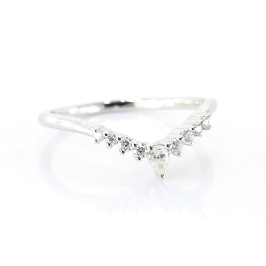 Diamond Moissanite Contoured Pear Round Wedding Band Ring Sapphire Curved Nesting,14k 18k White Yellow Rose Gold-Platinum-Custom-Anniversary Wan Love Designs