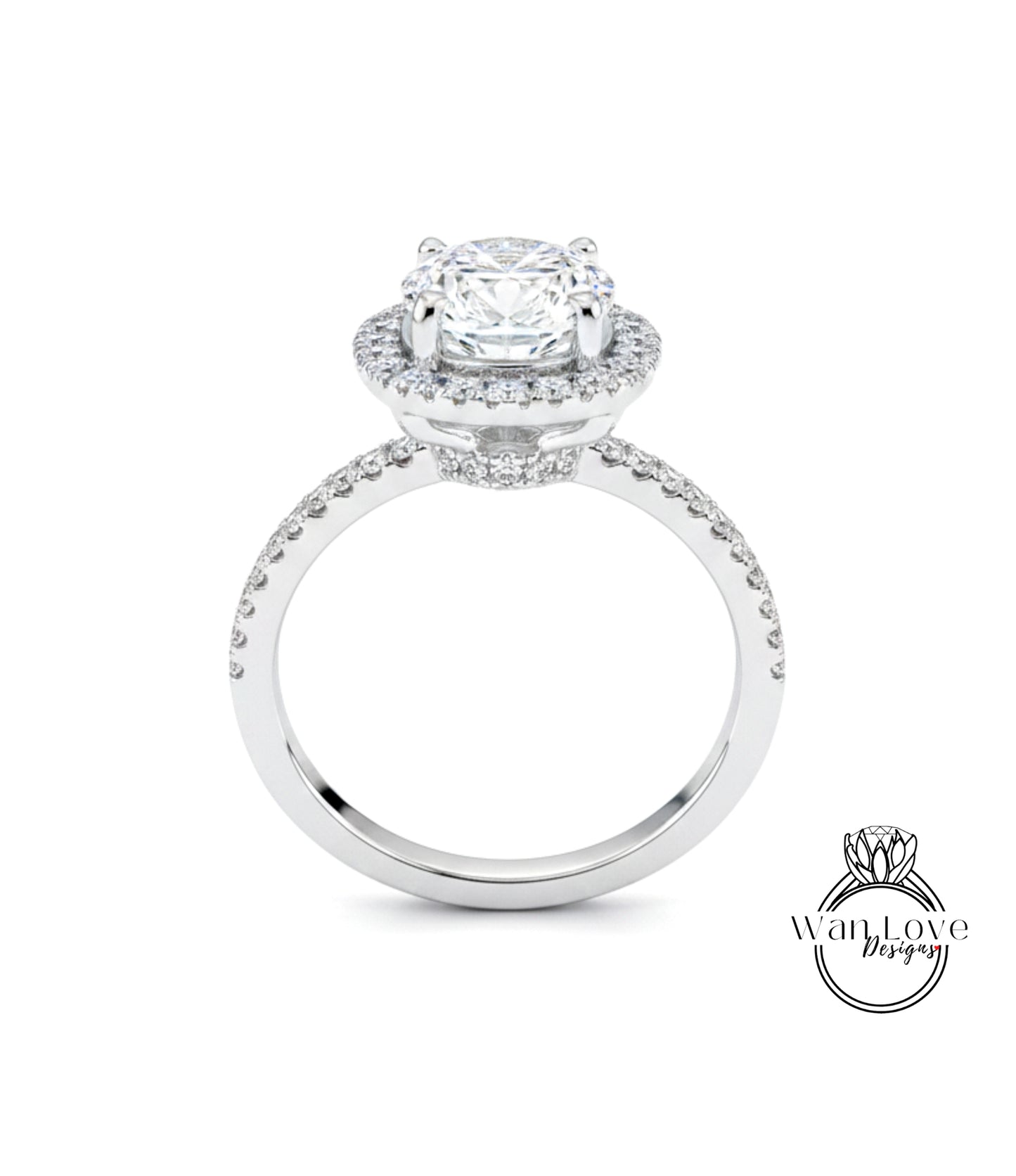 A beautiful diamond engagement ring with a large central diamond surrounded by smaller diamonds on the band.
