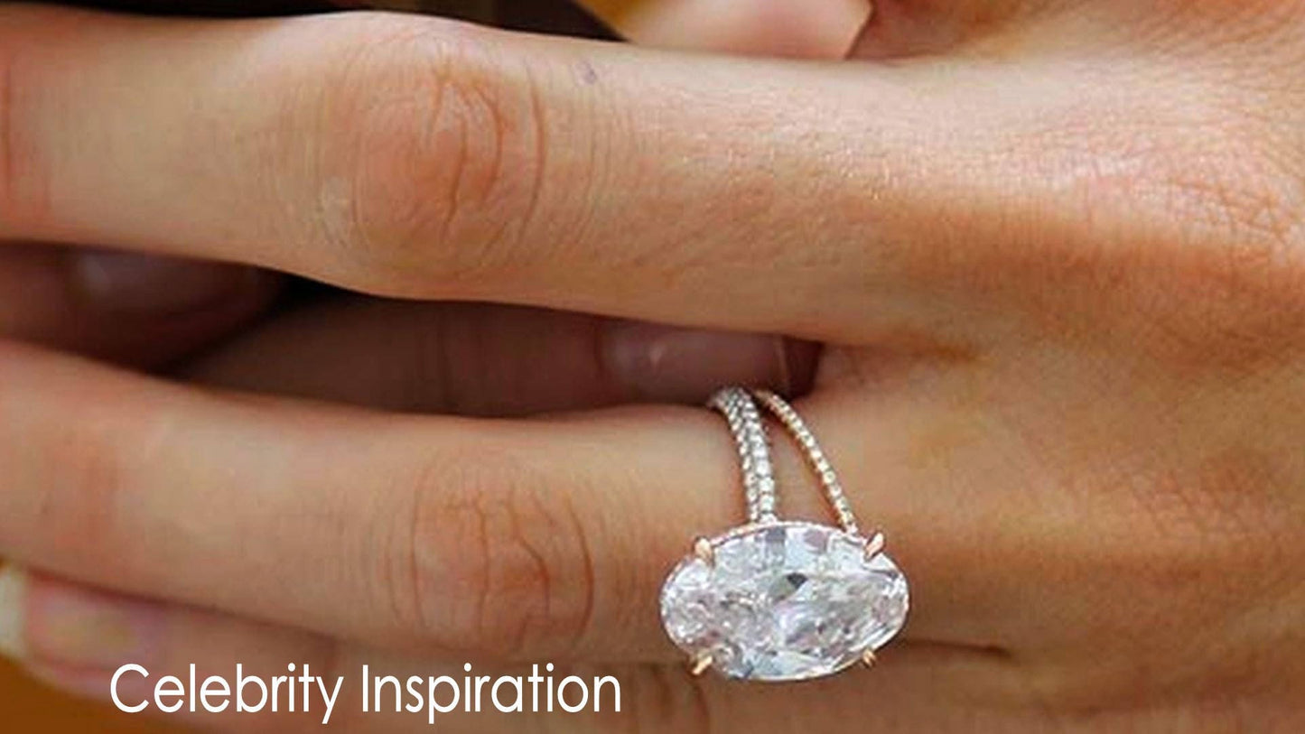 Celebrity style engagement ring 9ct Oval Ruby hidden halo ring 14k gold almost eternity band black diamond bridal ring Promise Anniversary Wan Love Designs