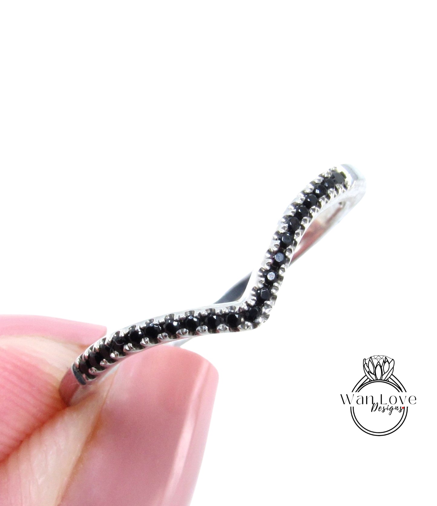 Fede nuziale in spinello nero, fede vintage, fede nuziale curva unica, fascia abbinata, anello art deco, anello nuziale, anello anniversario, anello pronto per la spedizione