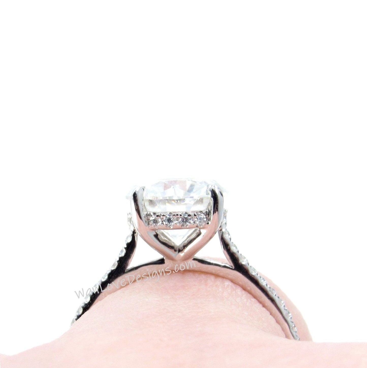 Moissanite engagement ring round cut vintage engagement ring prong set ring moissanite ring white gold anniversary ring Ready to Ship Wan Love Designs