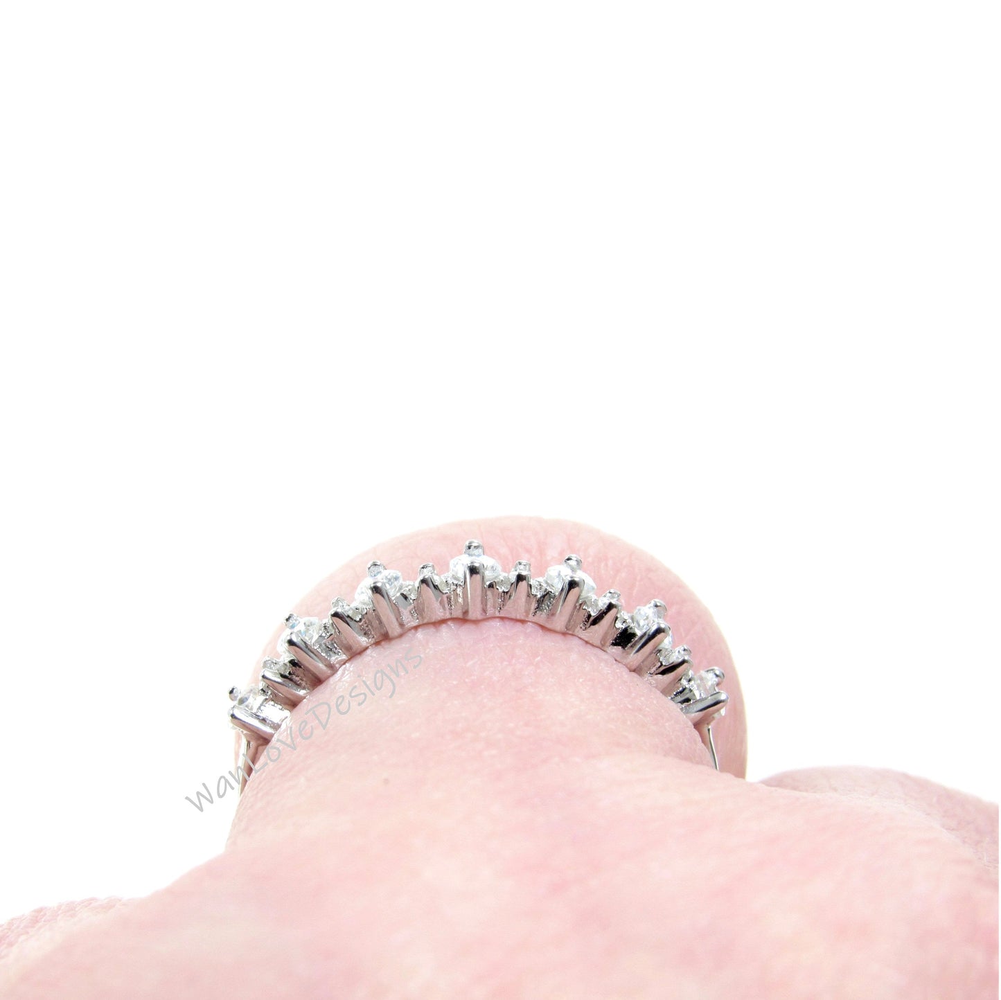 Vintage Birthstone wedding band, Cluster half eternity band, Unique Moisanite Blue Pink Sapphire Ruby ring, Promise Anniversary ring Ready Wan Love Designs