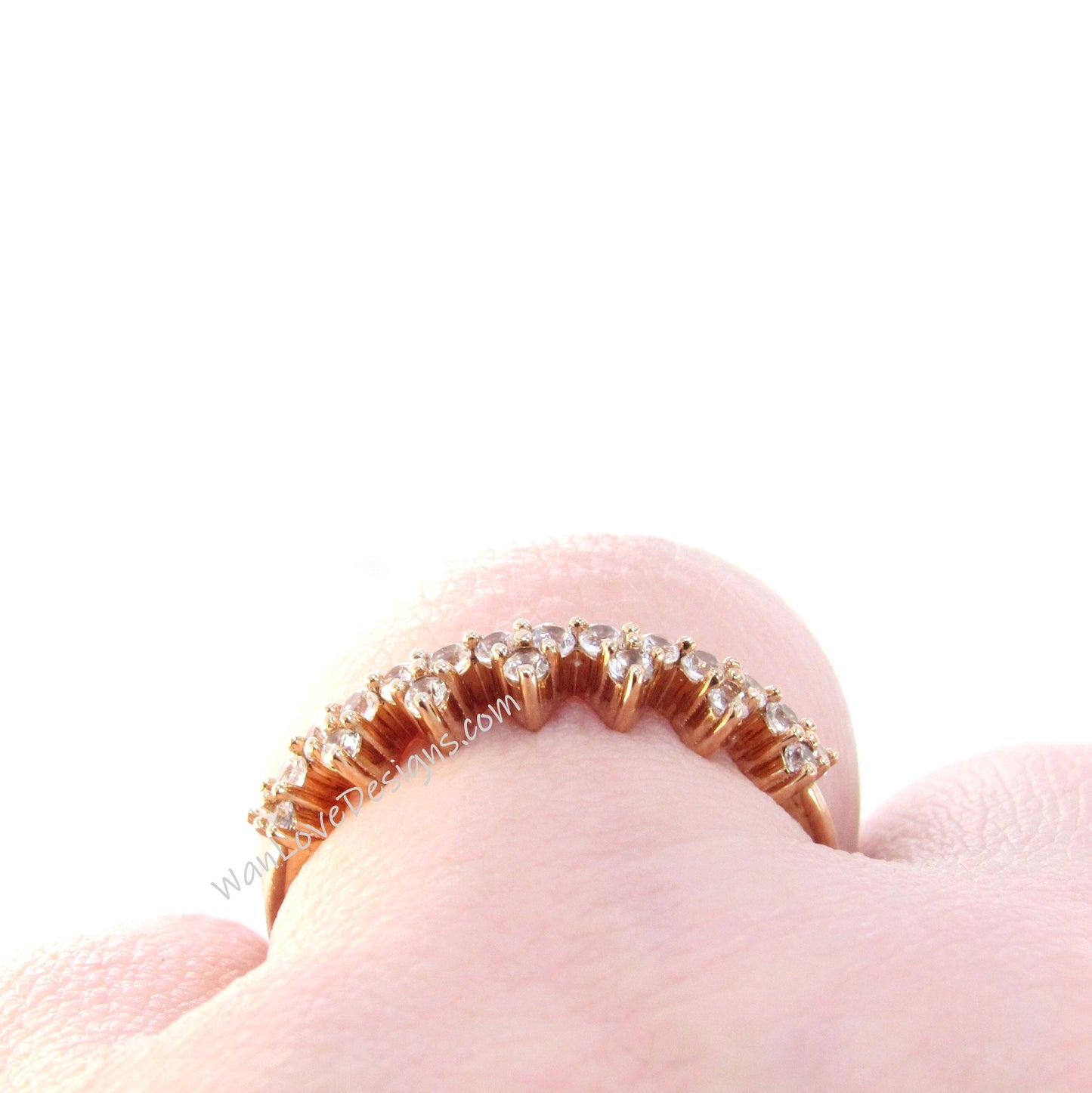 White Sapphire Crown Tiara Wedding Band,Matching Band,Engagement Ring,Rose Gold Ring-Custom-Anniversary Gift-Ready Ship