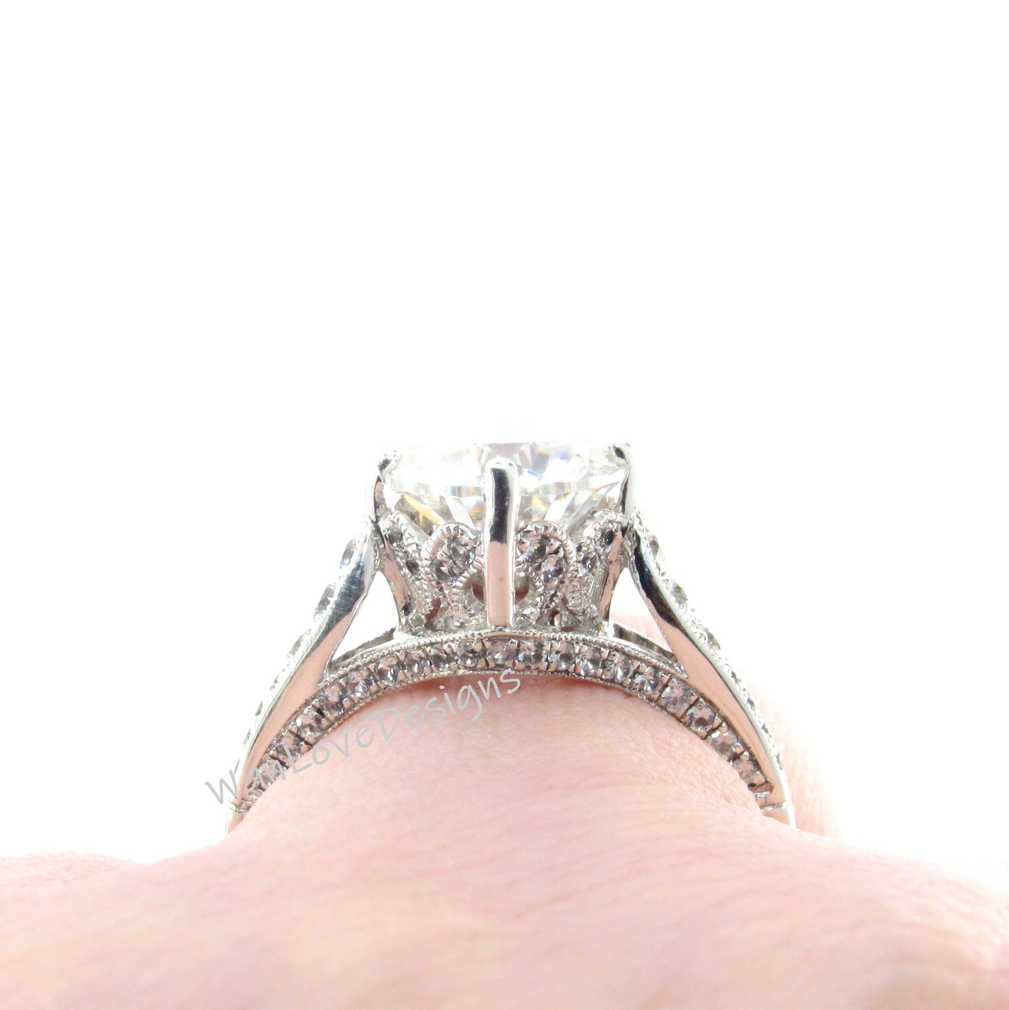 Vintage moissanite engagement ring round Art deco wedding ring diamond Vintage Filigree Ring engagement anniversary promise-Ready to ship