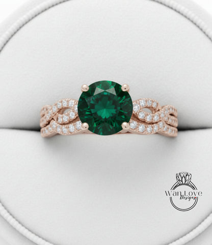 A close-up view of a gold ring with a large green gemstone, showcasing the intricate design and craftsmanship.