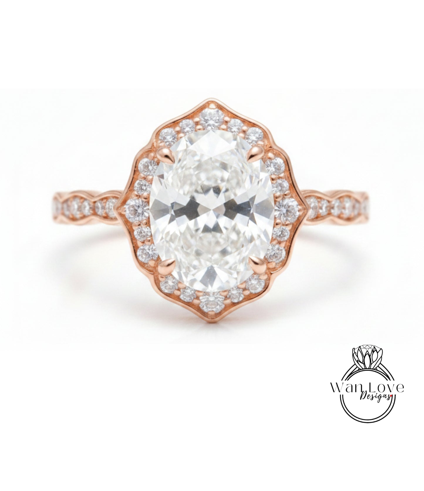 a beautiful diamond engagement ring with a large oval-shaped diamond set in a halo of smaller diamonds, all encircled by a delicate gold band.