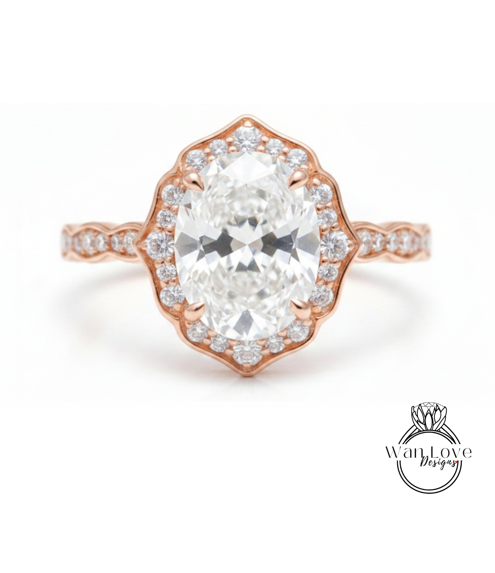 a beautiful diamond engagement ring with a large oval-shaped diamond set in a halo of smaller diamonds, all encircled by a delicate gold band.