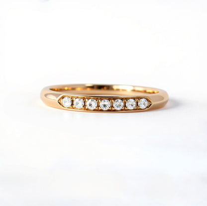 Round Modern Diamond Ring, Modern Wedding Band, Rose Gold Moissanite Ring, Flat Top Art Deco Bridal womans Ring -Custom-14k 18k-Platinum Wan Love Designs