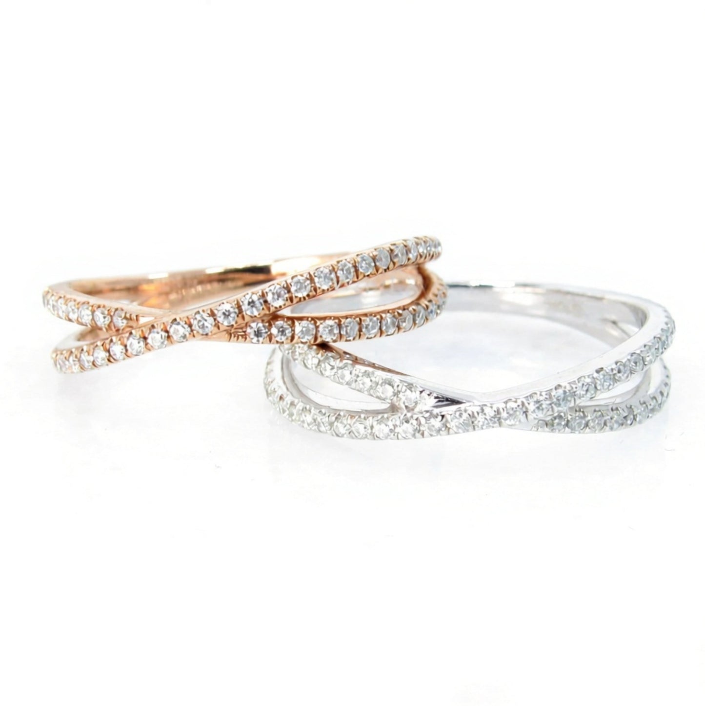 Moissanite Criss-Cross Infinity X womans Wedding Band Ring White Rose Gold Choice Anniversary ring Wedding jewelry Bridal Gift,Ready to Ship