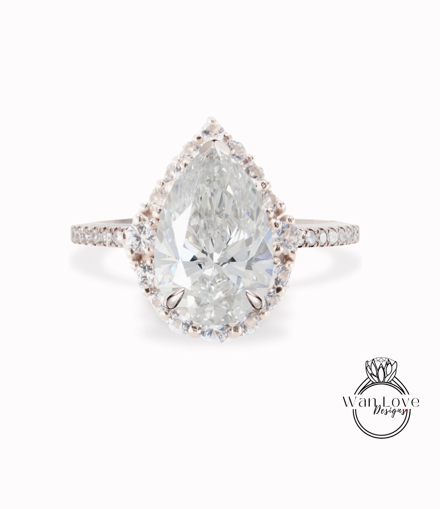 Vintage pear Diamond halo engagement Ring rose Gold Unique pear cut halo ring Antique IGI Lab diamond halo Wedding Ring Bridal ring Promise