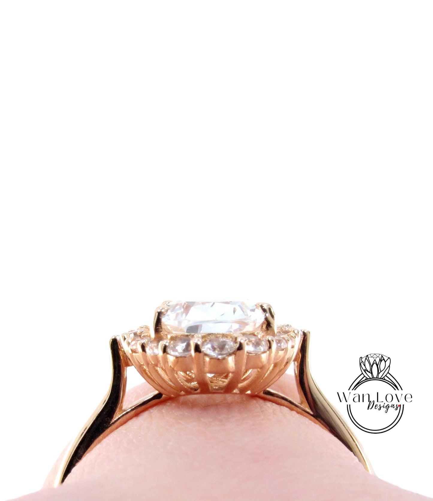 Anello di fidanzamento con pera Halo graduata con Moissanite grigia e diamante, 14k 18k bianco giallo oro rosa platino personalizzato, WanLoveDesigns