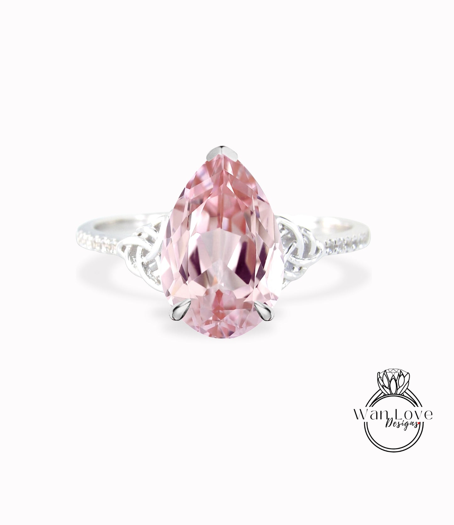 Anello di fidanzamento con zaffiro pesca Anello di fidanzamento vintage in oro rosa per donne Anello con diamante taglio a forma di pera Regalo di anniversario nuziale