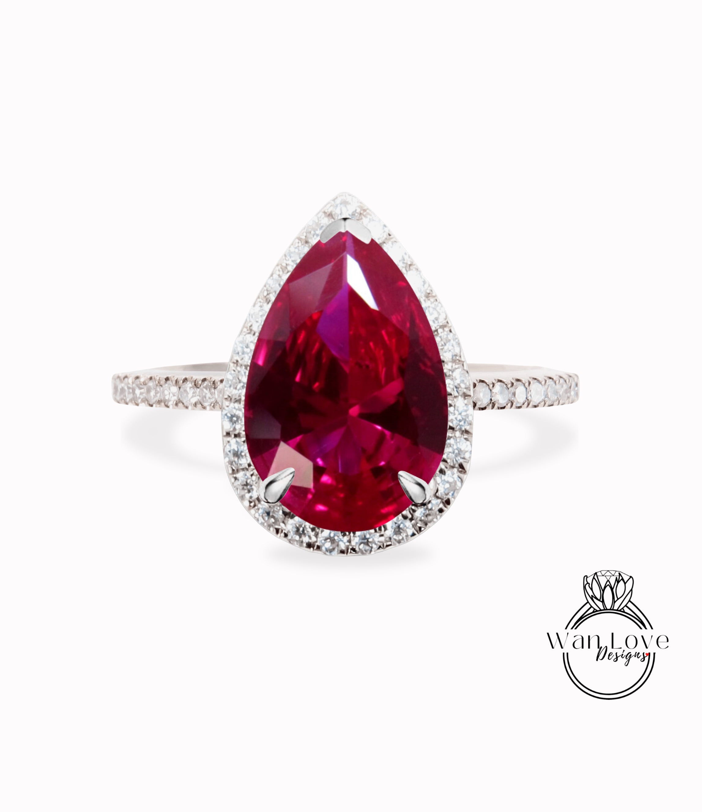 Pear cut Ruby ring - halo engagement ring - July birthstone deals - halo ring - propose ring - gift for her - gold filled ring - bridal ring