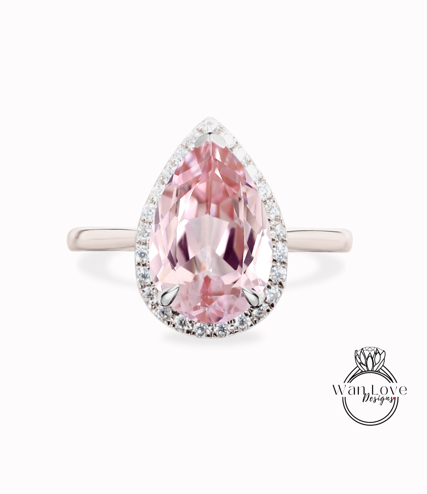 Anello di fidanzamento con zaffiro pesca Anello di fidanzamento vintage in oro rosa per donne Anello con diamante taglio a forma di pera Regalo di anniversario nuziale