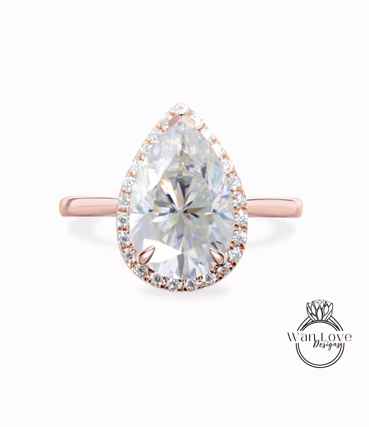 Anello di fidanzamento Moissanite a forma di pera vintage Unico anello di fidanzamento con fascia affusolata con diamanti e alone di nozze in oro bianco Regalo nuziale per le donne