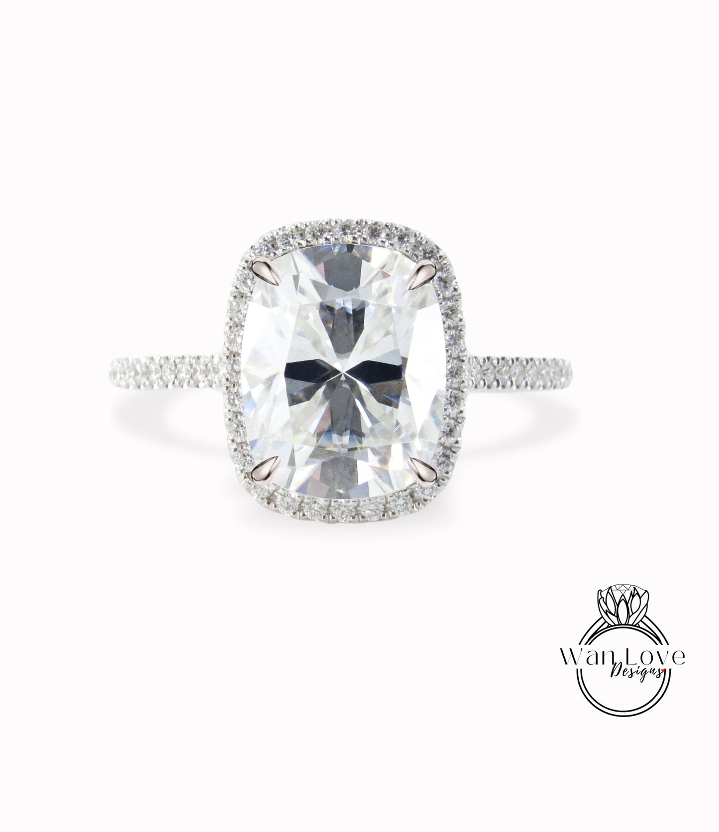 Anello di fidanzamento allungato in Moissanite con taglio a cuscino, in oro, con diamante vintage, anello di fidanzamento con aureola, da donna, per matrimonio, mezza eternità, anniversario nuziale