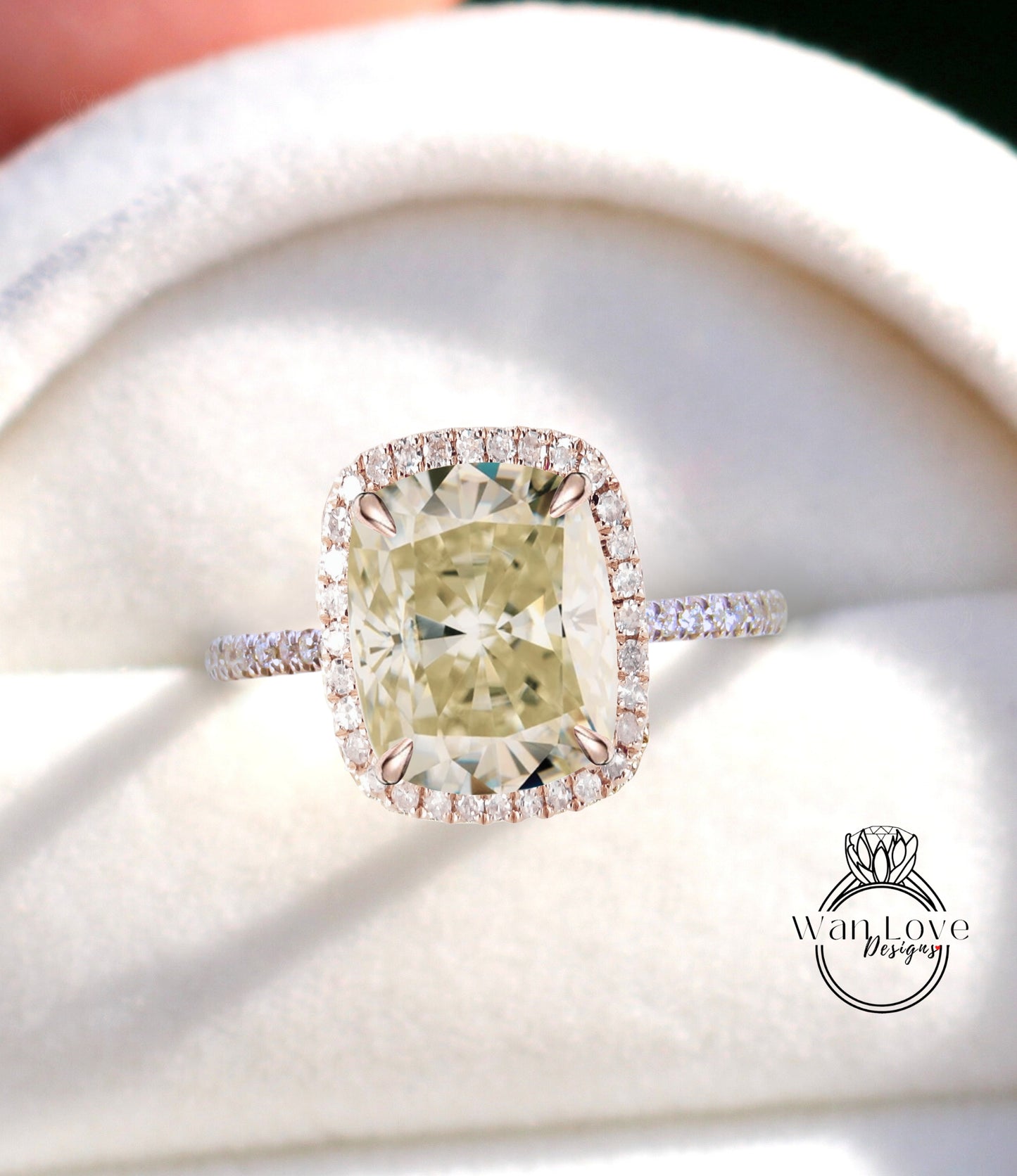 Anello di fidanzamento allungato con taglio a cuscino in moissanite champagne, anello di fidanzamento con diamante vintage in oro, anello di fidanzamento da donna, regalo nuziale per mezza eternità