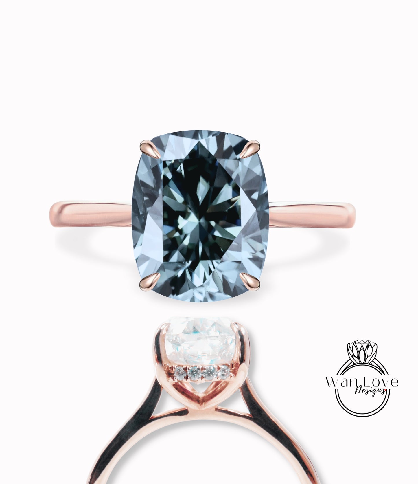 Anello di fidanzamento Moissanite grigio smeraldo Anello radiante laterale Halo Anello in oro con diamanti Anello Art Deco affusolato Anello nuziale Anello promessa anniversario