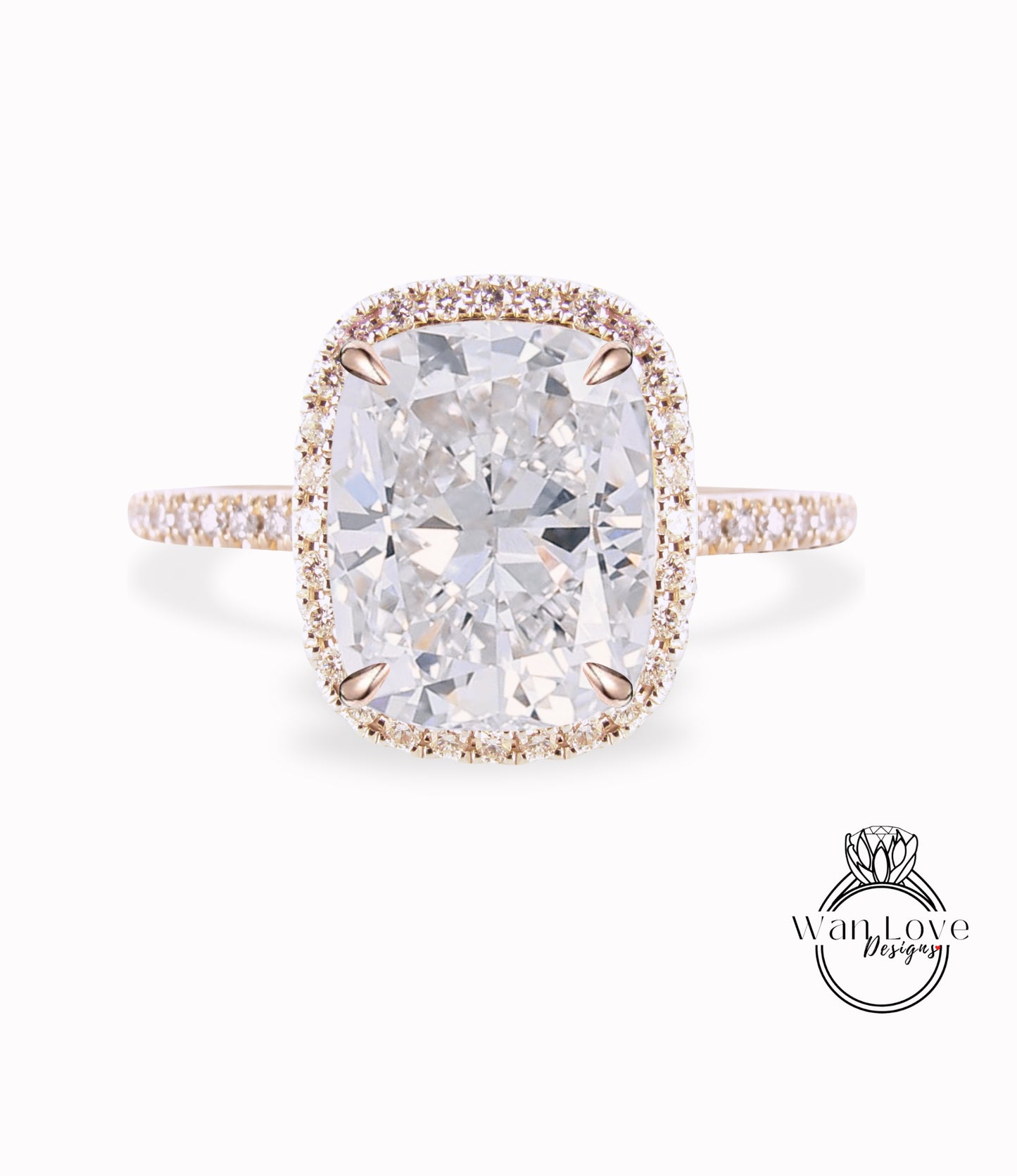 Elongated Cushion cut Diamond engagement ring gold vintage IGI