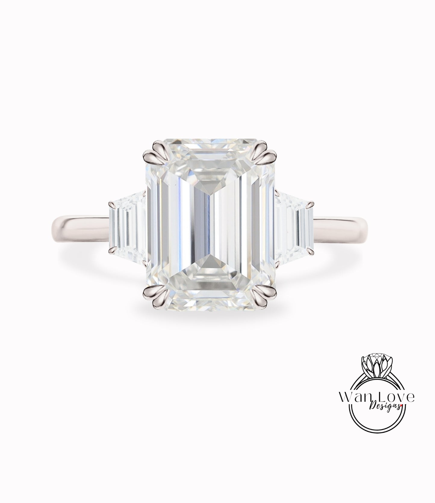 Anello di fidanzamento con 3 pietre Moissanite, taglio smeraldo, trapezio, oro rosa giallo bianco 14k 18k, platino, personalizzato, matrimonio, anniversario