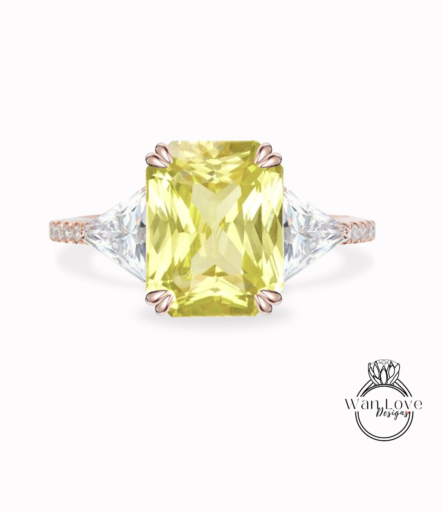 Anello di fidanzamento con diamanti smeraldo e moissanite Cuscino ovale mezza luna 3 pietre preziose 14k 18k bianco giallo oro rosa, platino, personalizzato