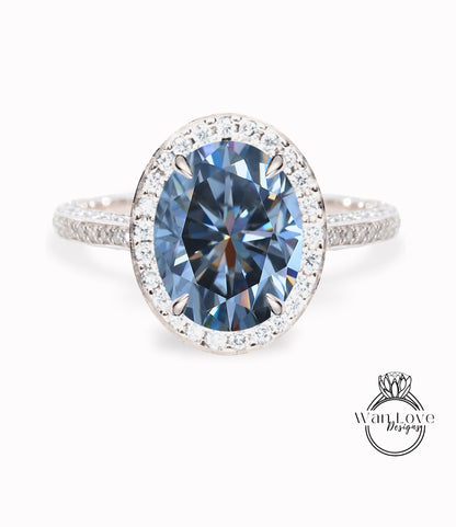 Anello di fidanzamento ovale nero Moissanite Anello stile celebrità Diamanti vintage Side Halo nascosto Anello nuziale Art Deco Anniversario Regalo per lei