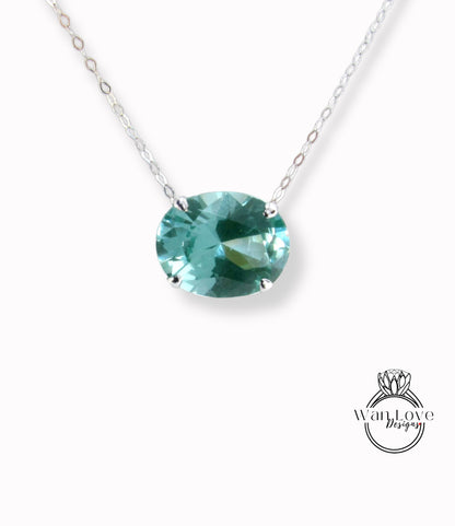 Personalizzato per collana ovale con spinello verde acqua Maureen, personalizzato