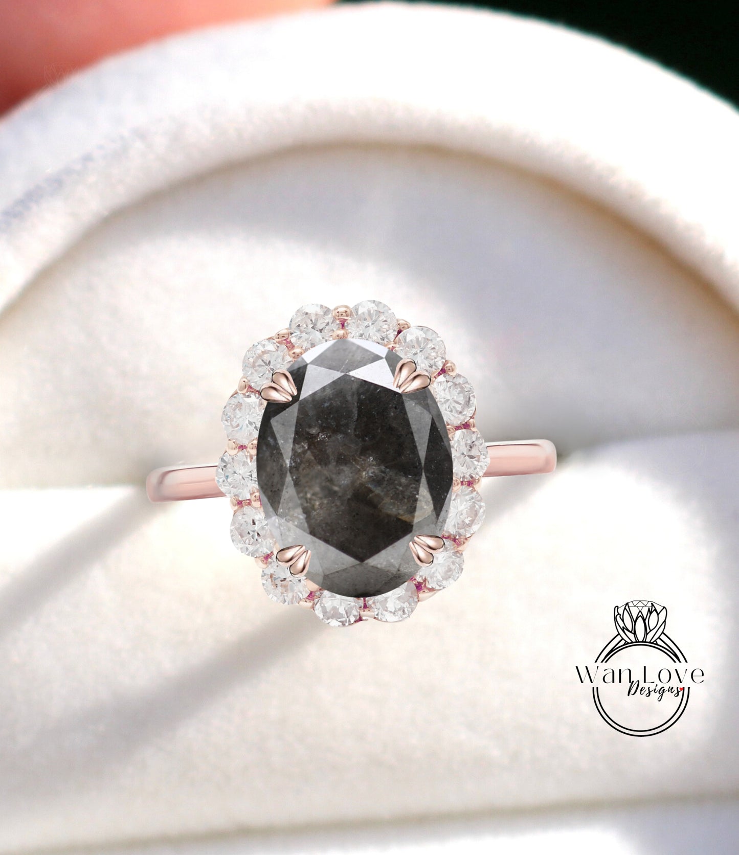 Anello di fidanzamento con 3 gemme, diamante rotondo, sale e pepe, baguette, personalizzato, 14k, 18k, bianco, giallo, oro rosa, platino, matrimonio