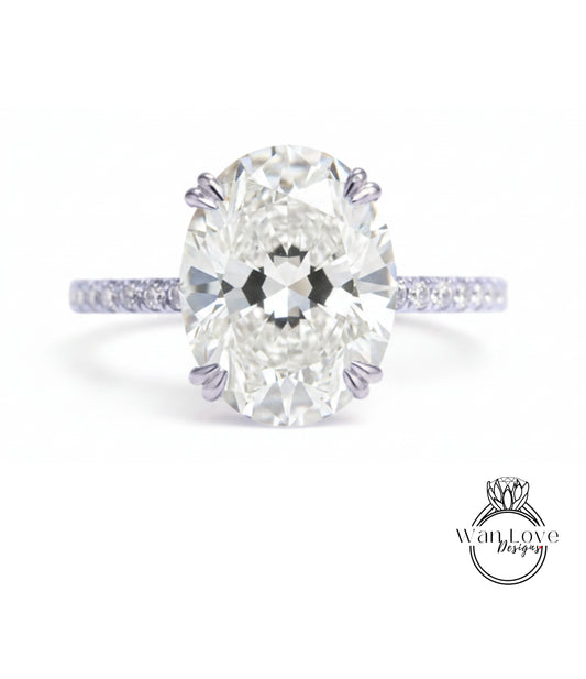 6cts Moissanite Diamond Oval Engagement Ring, Oval Moissanite Solitaire Wedding Ring, 14k Gold Moissanite Ring, Large Moissanite Bridal Ring