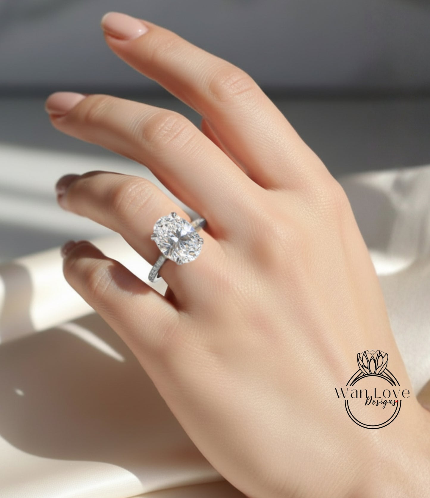 6cts Moissanite Diamond Oval Engagement Ring, Oval Moissanite Solitaire Wedding Ring, 14k Gold Moissanite Ring, Large Moissanite Bridal Ring