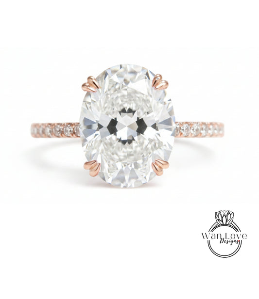 6cts Moissanite Diamond Oval Engagement Ring, Oval Moissanite Solitaire Wedding Ring, 14k Gold Moissanite Ring, Large Moissanite Bridal Ring