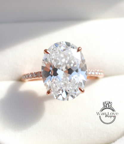 6cts Moissanite Diamond Oval Engagement Ring, Oval Moissanite Solitaire Wedding Ring, 14k Gold Moissanite Ring, Large Moissanite Bridal Ring