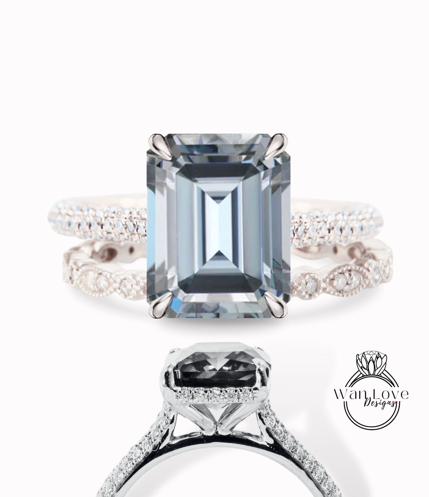 Set di anelli di fidanzamento ovale in Moissanite Set da sposa Art deco milgrain in oro rosa Anello nuziale antico con alone laterale con diamante a taglio ovale Anello anniversario