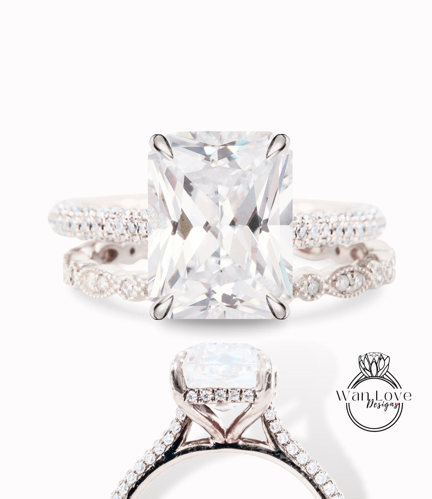 Set di anelli di fidanzamento ovali con zaffiro bianco e diamante, celebrità, fede nuziale per l'eternità, personalizzato, 14k 18k bianco giallo oro rosa-platino