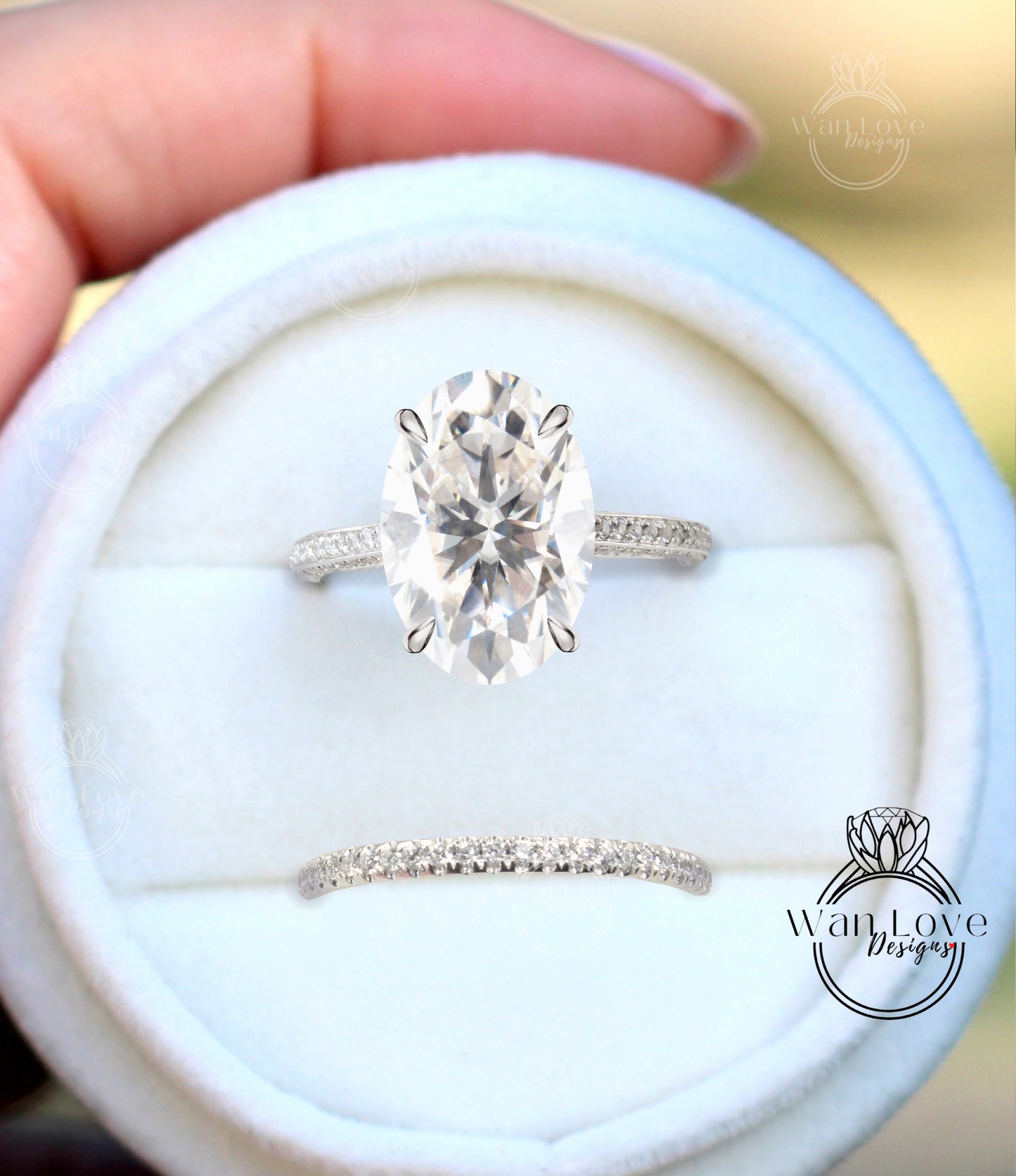 Set di anelli di fidanzamento ovale in Moissanite Set da sposa Art deco milgrain in oro rosa Anello nuziale antico con alone laterale con diamante a taglio ovale Anello anniversario