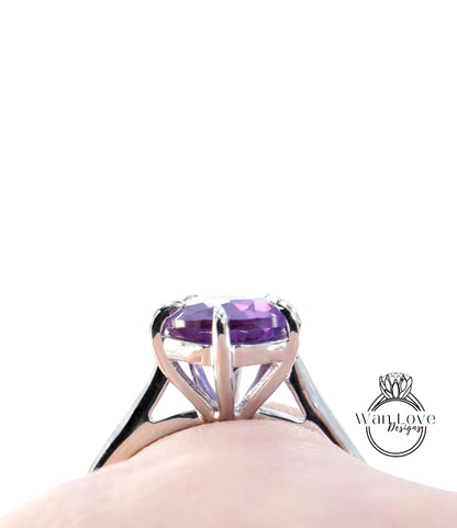 Anello di fidanzamento con pera solitaria con zaffiro viola e alessandrite, 4,5 ct, 12x8 mm, argento 925 rodiato, matrimonio personalizzato, 6 punte, pronto per la spedizione