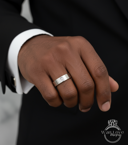 14k 18k Solid Gold Princess cut Wedding Ring for Men, Gold Mens Wedding Band, Custom Birthstone Mens Wedding Ring, Rings for Men, Gift him