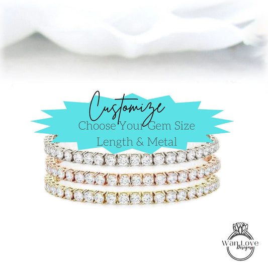 14k White Gold Moissanite Diamond Bracelet/5 Ct. Tennis Bracelet/Women's Moissanite Bracelet/Bridal Wedding Jewelry/Anniversary Gift for her Wan Love Designs
