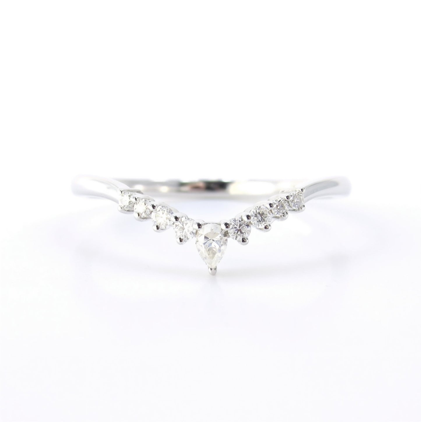 Diamond Moissanite Contoured Pear Round Wedding Band Ring Sapphire Curved Nesting,14k 18k White Yellow Rose Gold-Platinum-Custom-Anniversary Wan Love Designs
