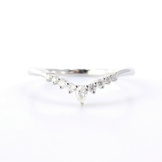 Diamond Moissanite Contoured Pear Round Wedding Band Ring Sapphire Curved Nesting,14k 18k White Yellow Rose Gold-Platinum-Custom-Anniversary Wan Love Designs