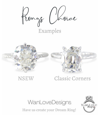 two engagement rings with the names of each ring