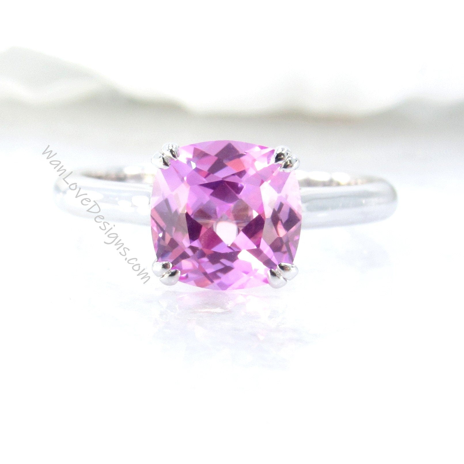 2.5 3 CT Cushion Solitaire Ring | Cushion Pink Sapphire Ring | Silver Ring | Wedding Ring | Cushion Pink Sapphire | Ready to Ship Ring Wan Love Designs