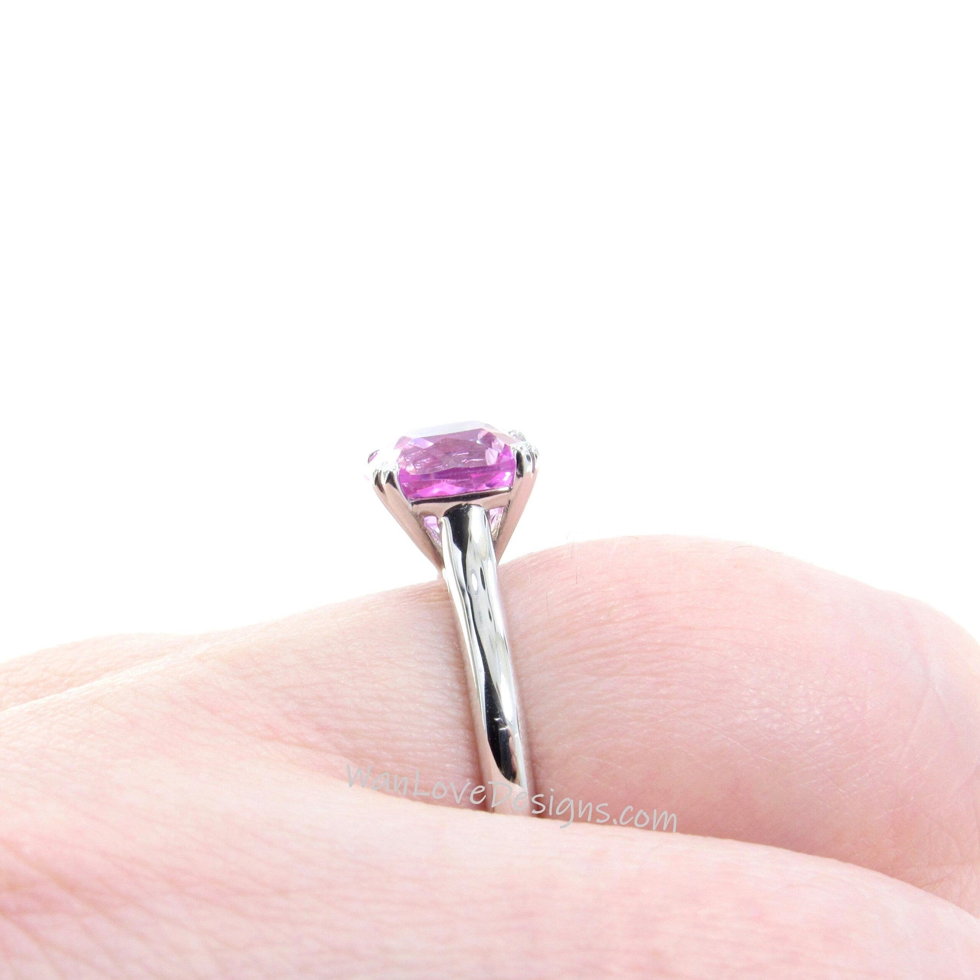 2.5 3 CT Cushion Solitaire Ring | Cushion Pink Sapphire Ring | Silver Ring | Wedding Ring | Cushion Pink Sapphire | Ready to Ship Ring Wan Love Designs