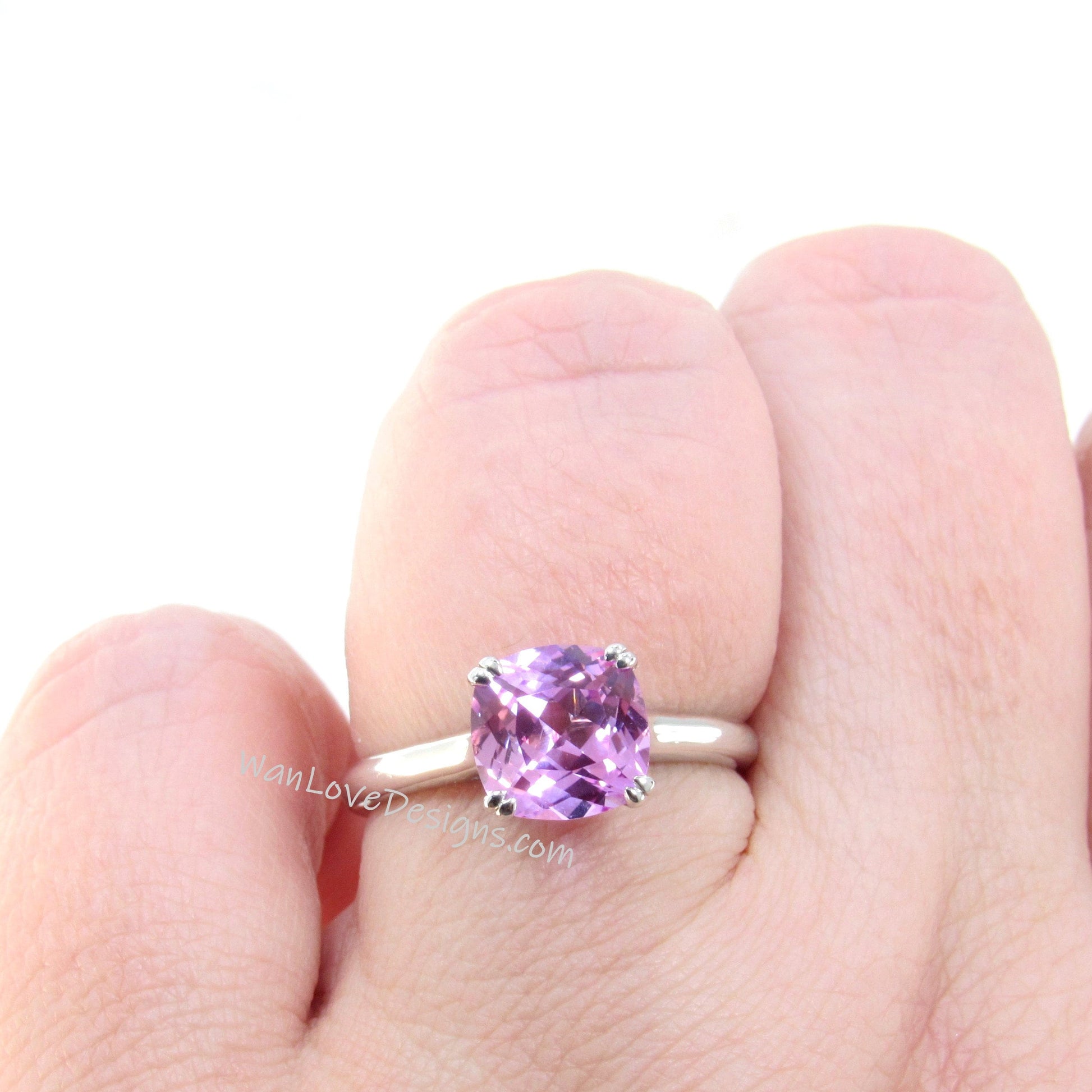 2.5 3 CT Cushion Solitaire Ring | Cushion Pink Sapphire Ring | Silver Ring | Wedding Ring | Cushion Pink Sapphire | Ready to Ship Ring Wan Love Designs