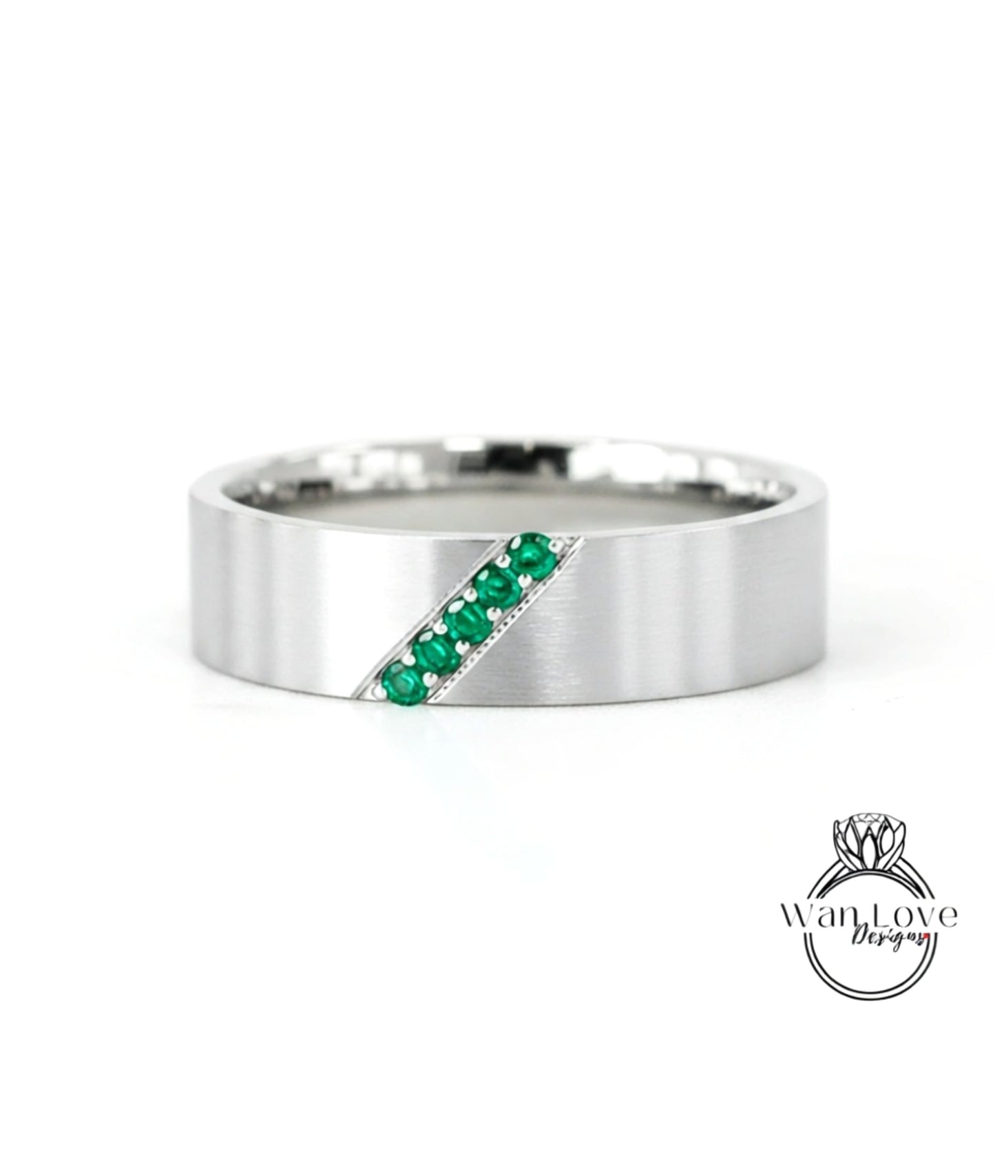 Diagonal Men's Sapphire Ring - Sapphire Ring Men - Diamonds Wedding Band - 5mm Band Moissanite - Unique Mens Band - 14k Gold - Ring For Men