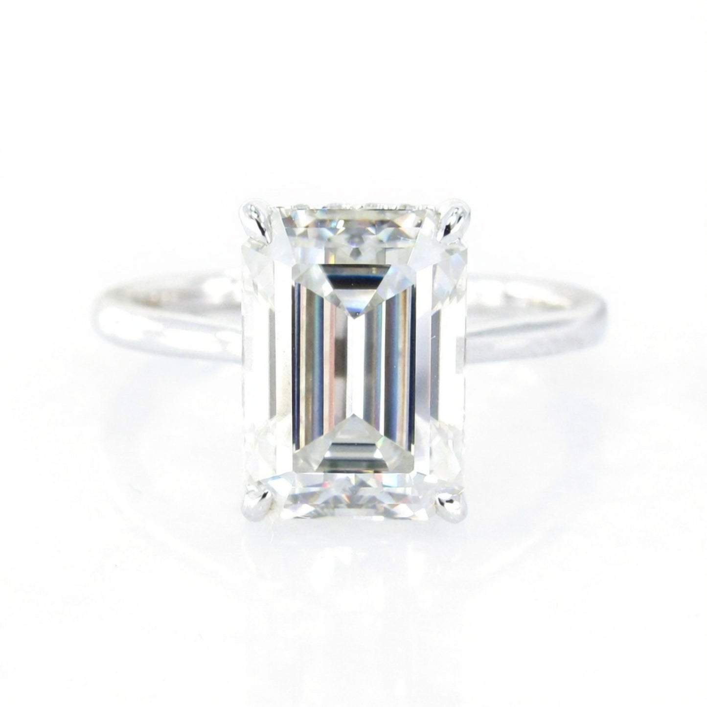 Moissanite Side Halo Emerald Engagement Ring, 4ct, 10.5x7.5mm, Custom, White Gold, Wedding, Anniversary Gift, Ready to Ship Wan Love Designs